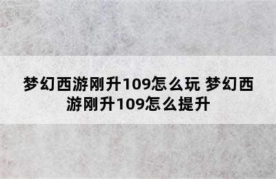 梦幻西游刚升109怎么玩 梦幻西游刚升109怎么提升